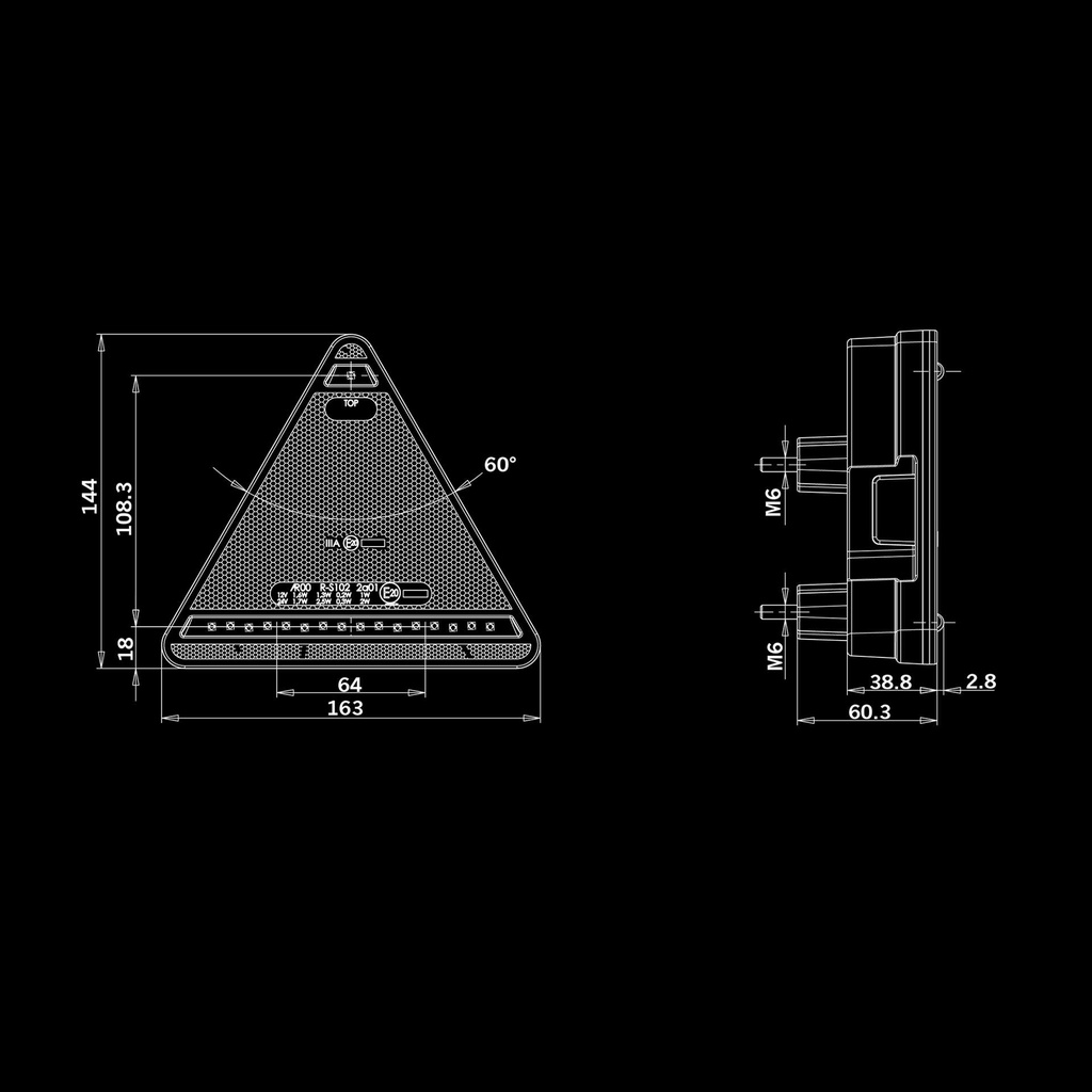FREEDOM LEGACY 4 Function Tail Light with Reflex Fog Right Triangle