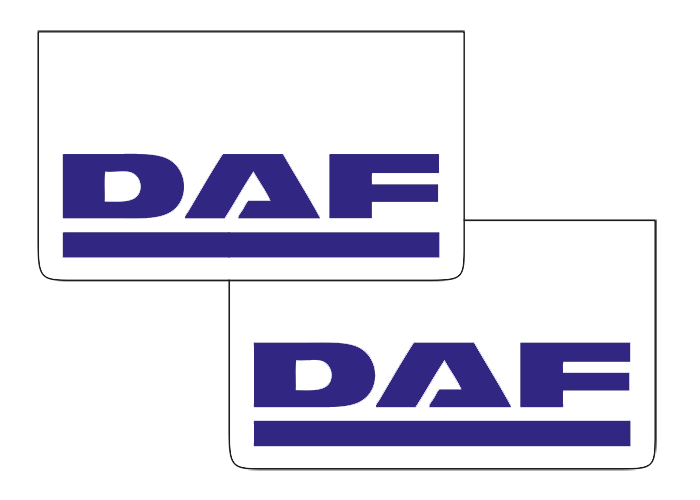 Pair of Mudflaps for DAF | White with Blue Print