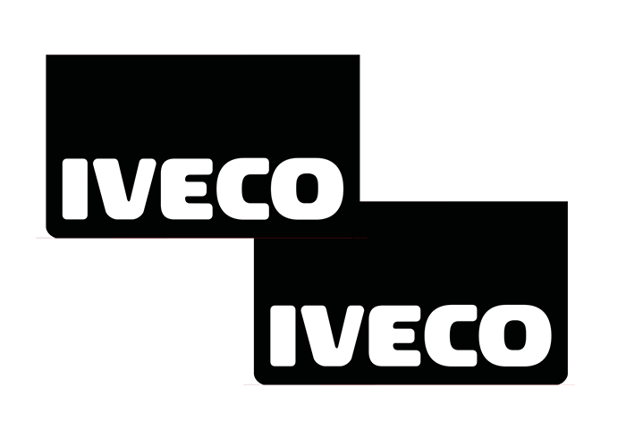 Pair of Mudflaps for Iveco | Black with White Print