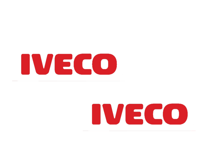 Spatlap set (2) wit met rood Iveco