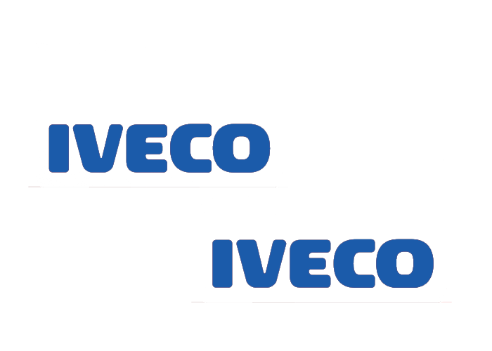 Pair of Mudflaps for Iveco | White with Blue Print