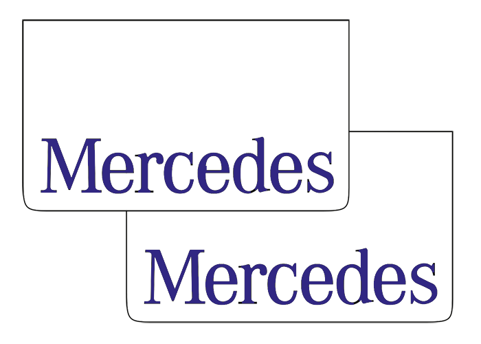 Spatlap set (2) wit met blauw Mercedes