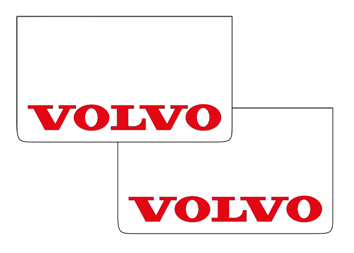 Pair of Mudflaps for Volvo | White with Red Print
