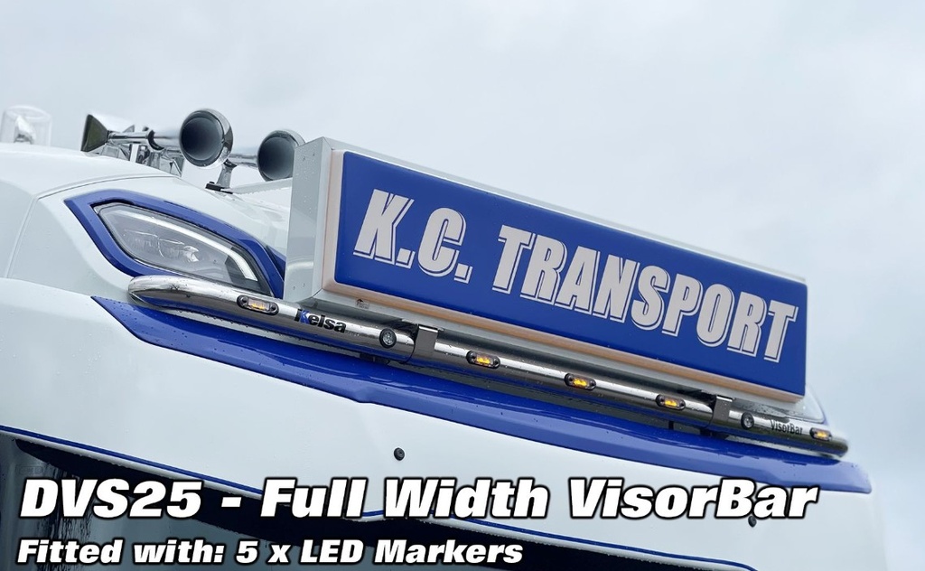 RVS VisorBar voor NGD DAF XF, XD & XG | 5 Oranje LEDs