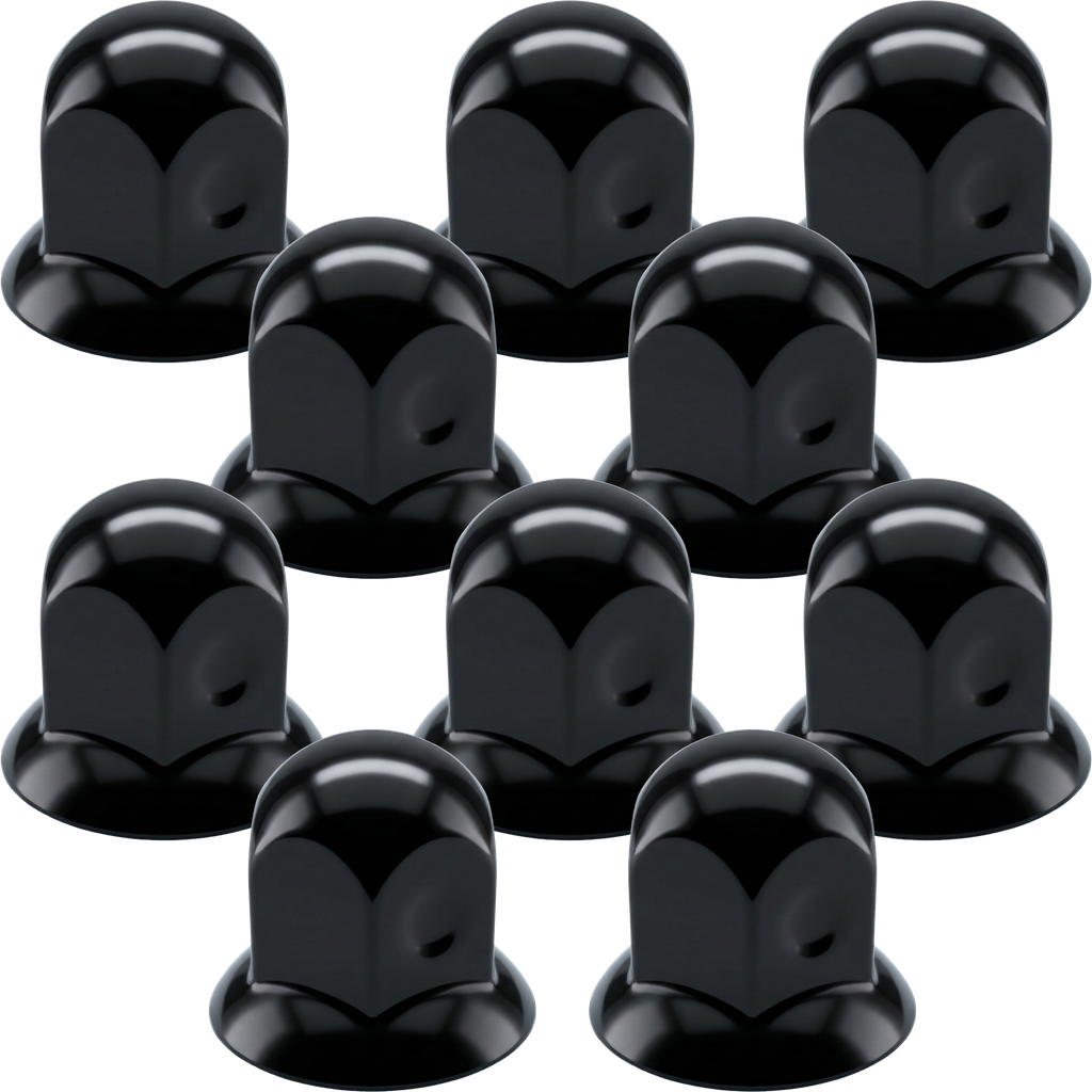 10-Pack Stainless Steel Wheel Nut Covers for Steel Rims | Ø33mm - 45mm High | Black Edition
