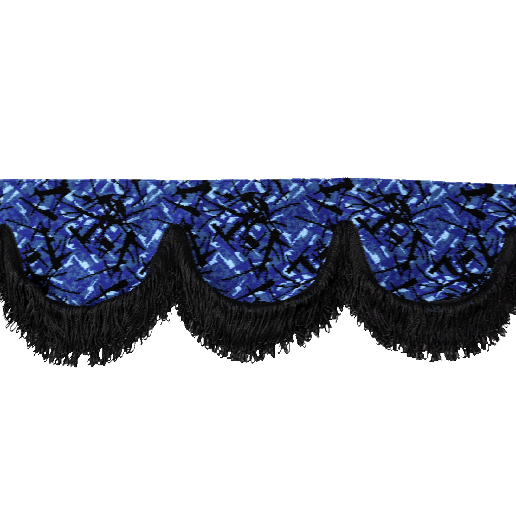 Nedking Voorraamgordijn | Deense Pluche Blauw | Zwarte Franje's