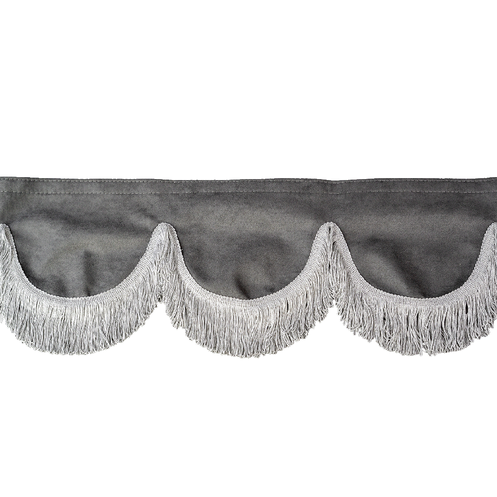Nedking Front Curtain | Grey Alcantara / Suède Look | Gray Fringes