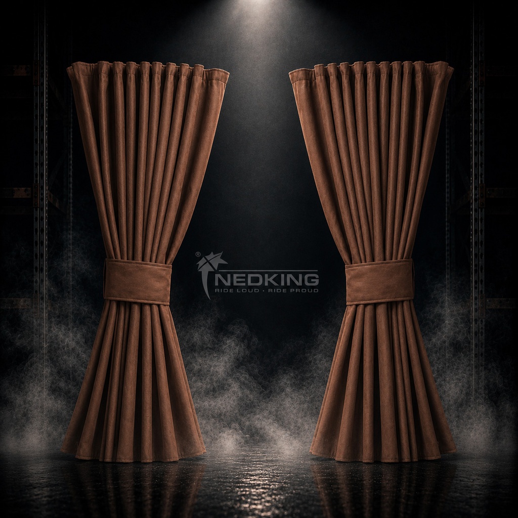 Nedking Side Curtains | Brown Alcantara / Suède Look | 95cm