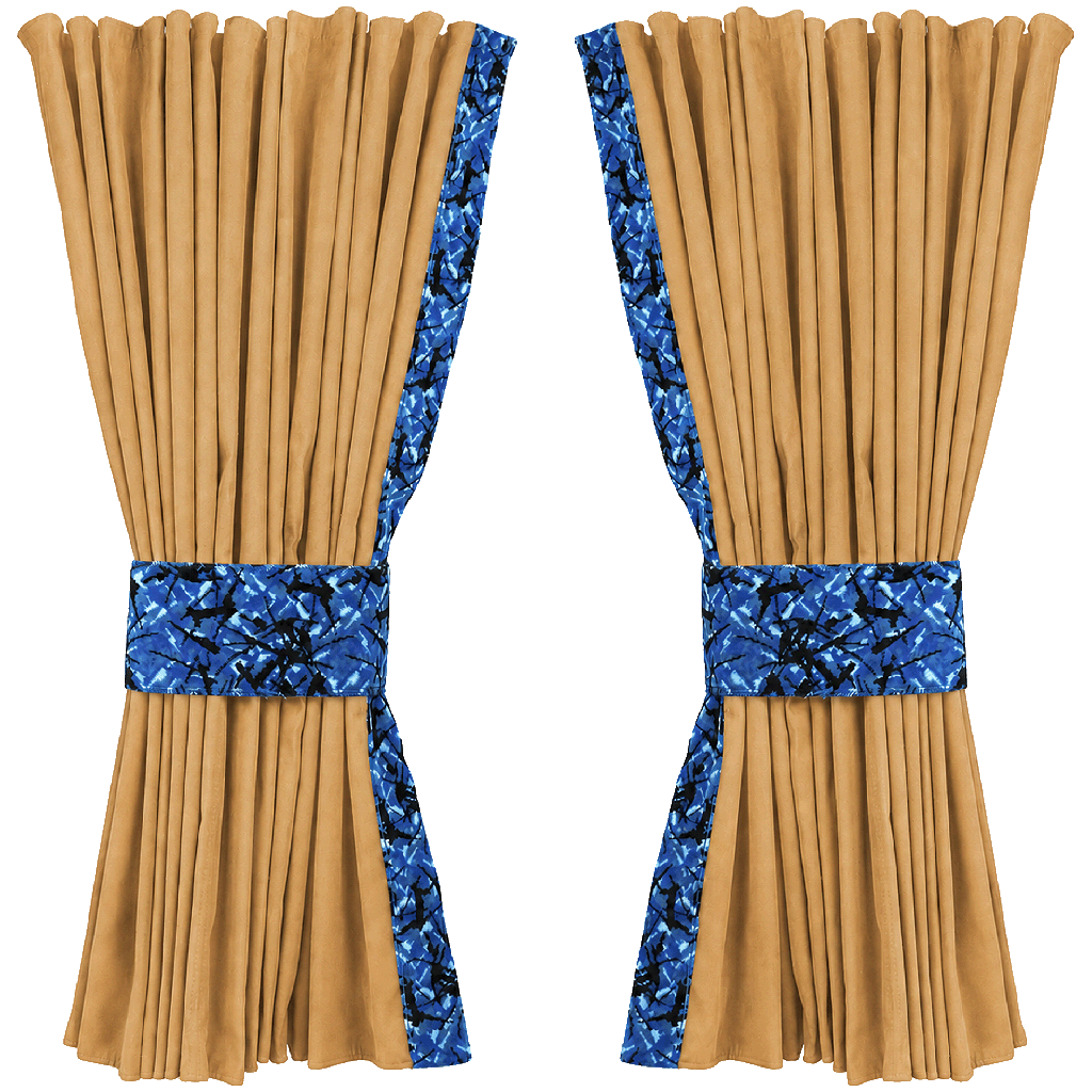 Nedking Zijgordijnen | Caramel | Deense Pluche Blauw | 95cm