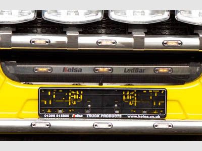 Stainless Steel LedBar for Scania R2 with Low Bumper | 3 Amber LEDs
