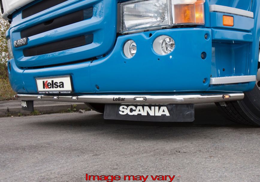 Stainless Steel LoBar for Scania R1 with High Bumper | 5 White & 2 Amber LEDs