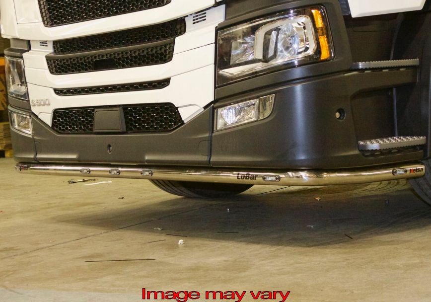 Stainless Steel LoBar for Scania NextGen R&S with High Bumper | 7 Amber LEDs