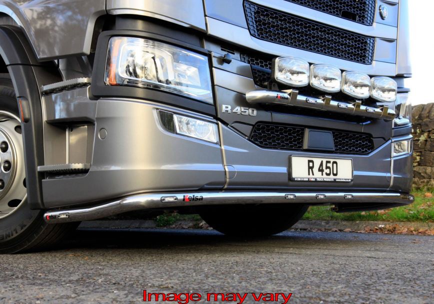 Stainless Steel LoBar for Scania R&S NextGen with Medium Bumper | 5 White & 2 Amber LEDs