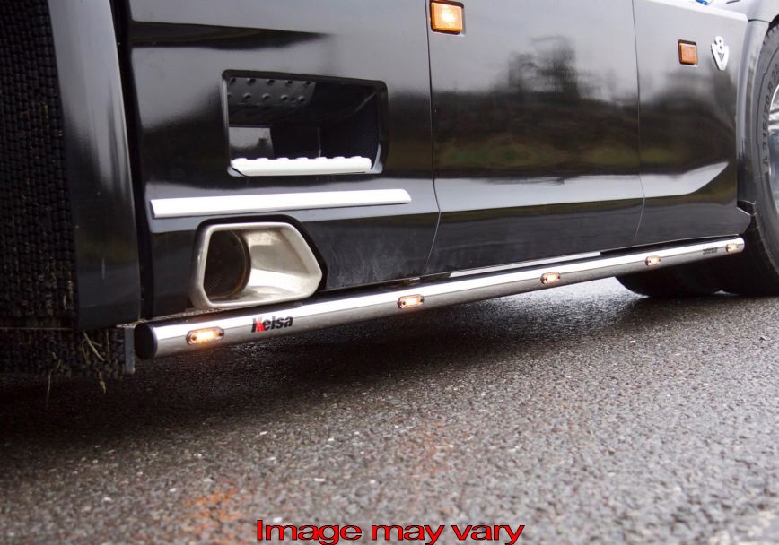 Aluminum SideBars for Scania R&S NextGen | Wheelbase 3750mm | 5 Amber LEDs | Up to 2018