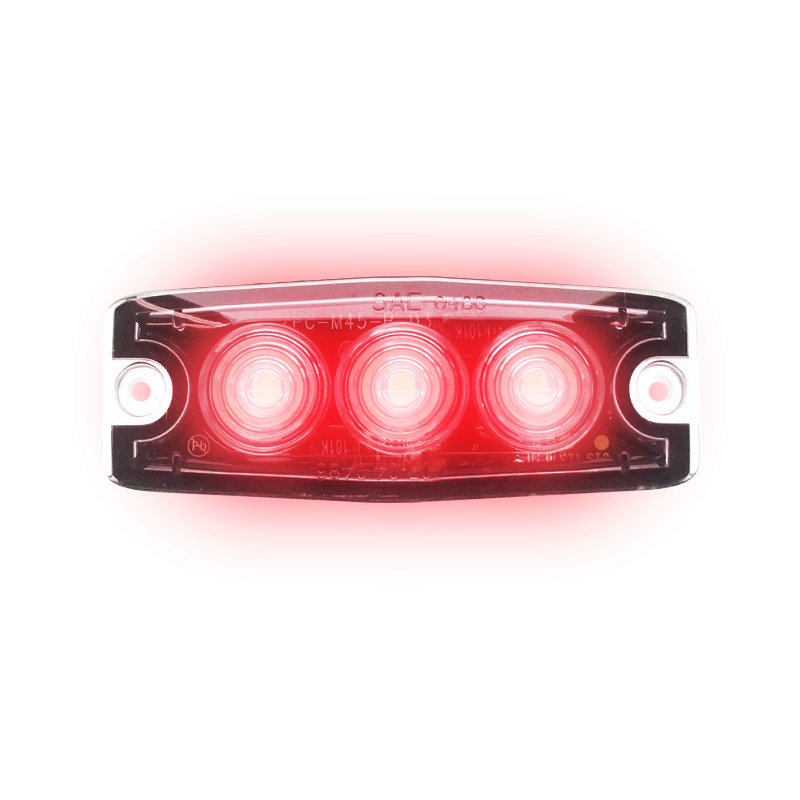 Extra dunne opbouw flitslamp 3 led rood 88x30x6,6mm