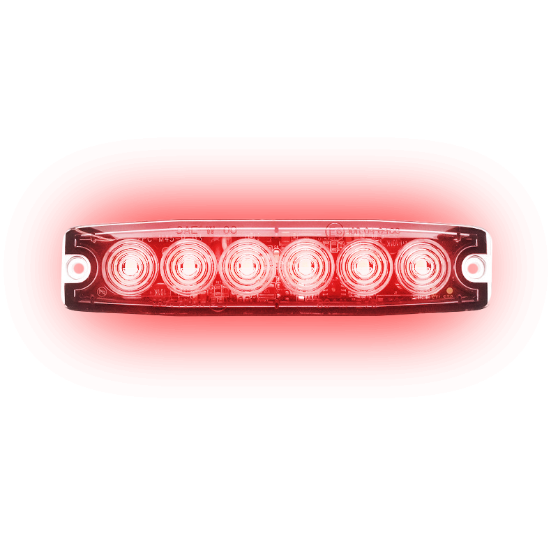 Extra dunne opbouw flitslamp 6 led rood 130,5x30x6,6mm