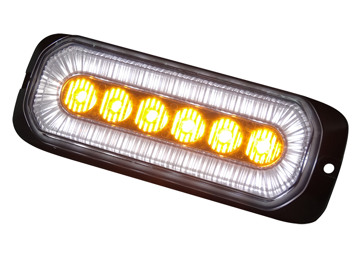 6 LED Strobe Light 12-24V | Amber LEDs with White Ring-Shaped Position Light