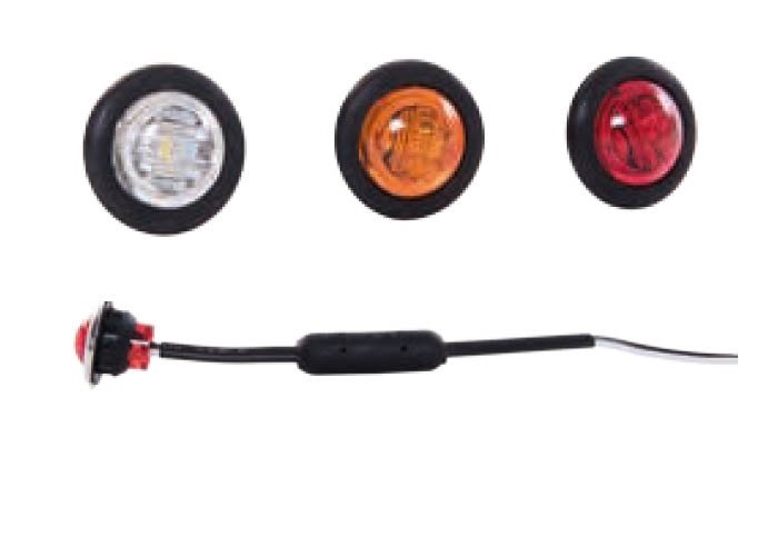(ORANJE) LED positielamp rond met HELDER GLAS 12-24V