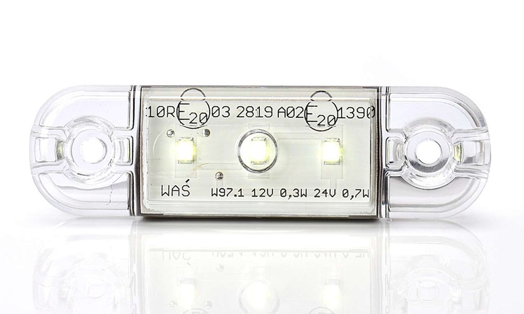 Markeringslamp WIT 85x26x12mm 3 led 12/24V