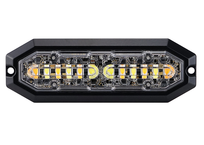 Flitser 12 LED, 12-24V Wit/Oranje gelijktijdig 132x45x10mm