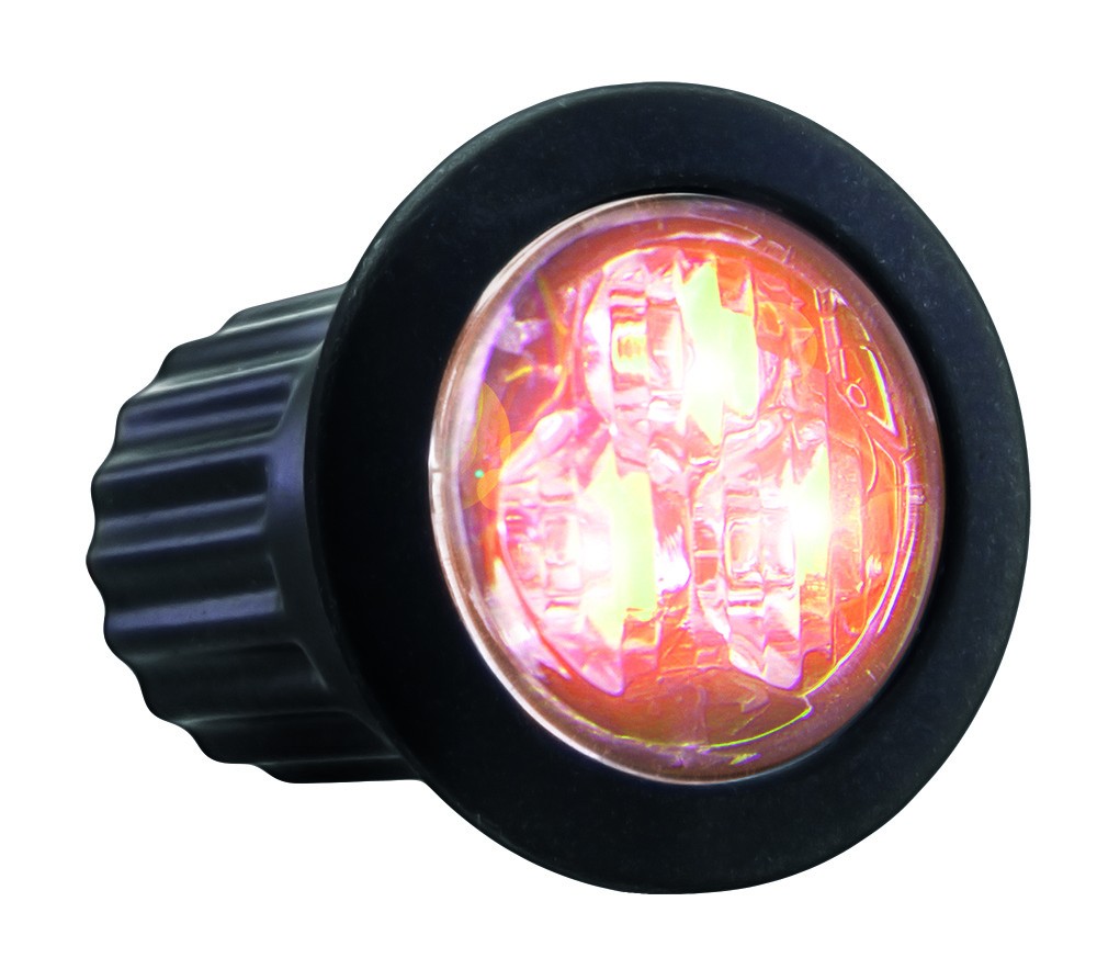 3-LED Round Strobe/Warning Light Amber 12-24V | Flush Mount