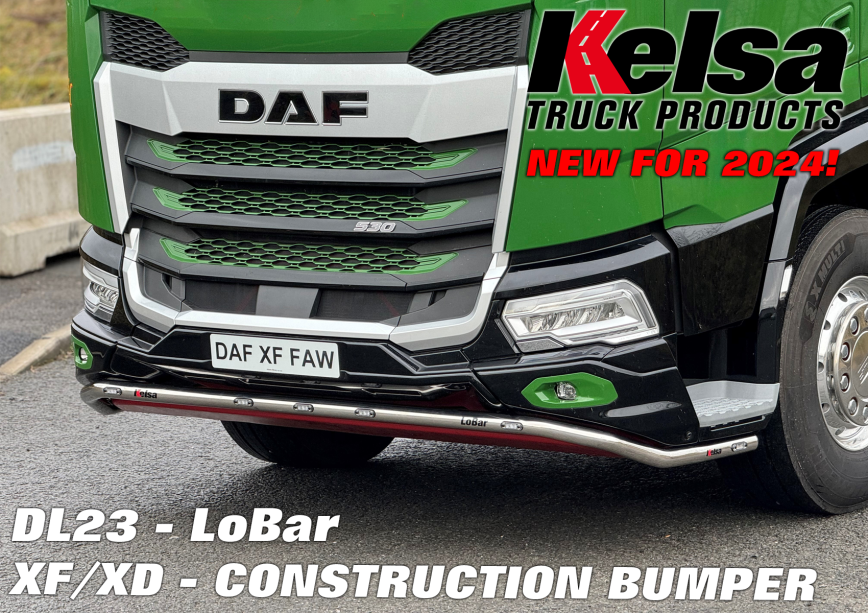 Stainless Steel LoBar for DAF NGD XF & XD with Construction Bumper | 7 Amber LEDs
