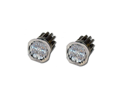 [2607009400] Ronde strobe lampen 2 stuks oranje flits helder glas inbouw 12/24v 