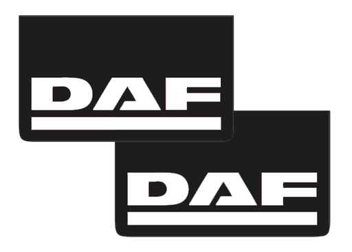 [1501035012] Pair of Mudflaps for DAF | Black with White Print