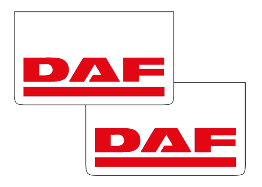 [1501035111] Pair of Mudflaps for DAF | White with Red Print