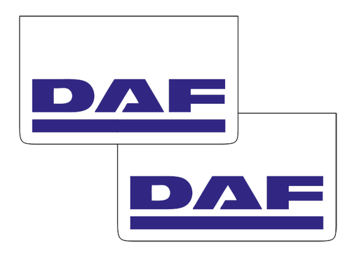 [1501035211] Pair of Mudflaps for DAF | White with Blue Print
