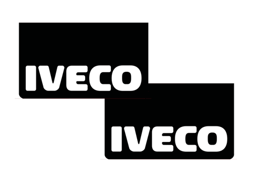 [1502035012] Pair of Mudflaps for Iveco | Black with White Print