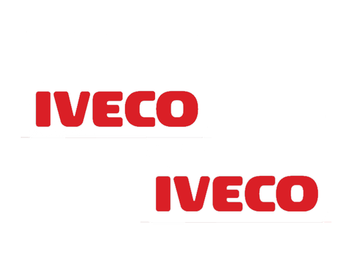[1502035111] Pair of Mudflaps for Iveco | White with Red Print