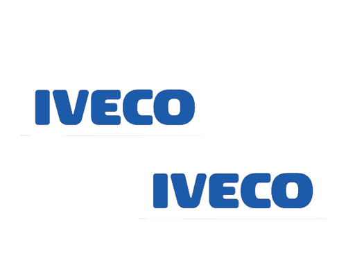 [1502035211] Pair of Mudflaps for Iveco | White with Blue Print
