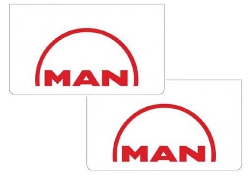 [1503035111] Pair of Mudflaps for MAN | White with Red Print
