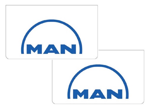 [1503035211] Pair of Mudflaps for MAN | White with Blue Print