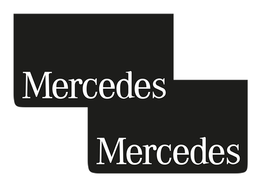 [1504035012] Pair of Mudflaps for Mercedes | Black with White Print