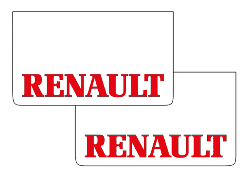 [1505035111] Pair of Mudflaps for Renault | White with Red Print