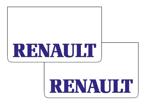 [1505035211] Pair of Mudflaps for Renault | White with Blue Print
