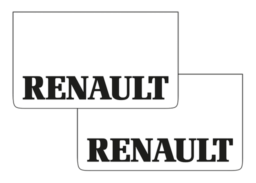 [1505035311] Pair of Mudflaps for Renault | White with Black Print