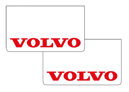 [1508035111] Pair of Mudflaps for Volvo | White with Red Print