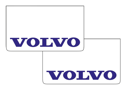 [1508035211] Pair of Mudflaps for Volvo | White with Blue Print