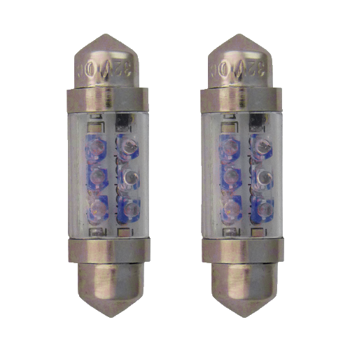 [201F3632VB] SV8.5 Festoon Lamps Short | 4 LEDs Blue | Set of 2 Pieces