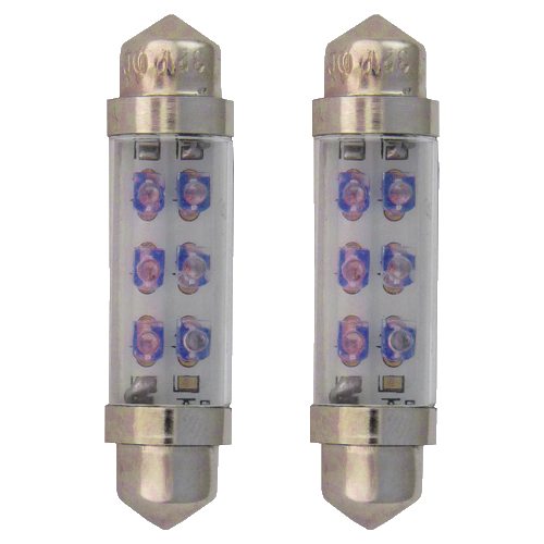 [201F4332VB] SV8.5 Festoon Lamps Long | 6 LEDs Blue | Set of 2 Pieces