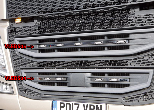 [VLEDS14/W] RVS LedBar 4 witte LED's - Volvo FH4/FM EURO 6 grote sensor 28cm
