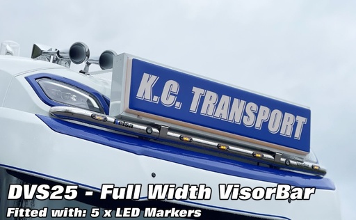 [DVS25/W] Stainless Steel VisorBar for NGD DAF XF, XD & XG | 5 White LEDs