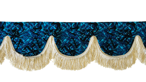 [44050302-1] Nedking Voorraamgordijn | Deense Pluche Blauw | Beige Franje's