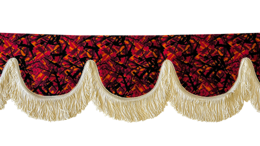 [44050301-1] Nedking Front Curtain | Danish Red | Beige Fringes