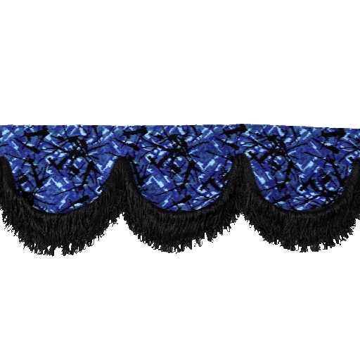[44050302] Nedking Voorraamgordijn | Deense Pluche Blauw | Zwarte Franje's
