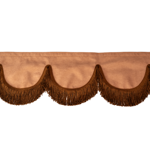 [44050313] Nedking Voorraamgordijn | Alcantara Bruin / Suède Look | Bruine Franjes