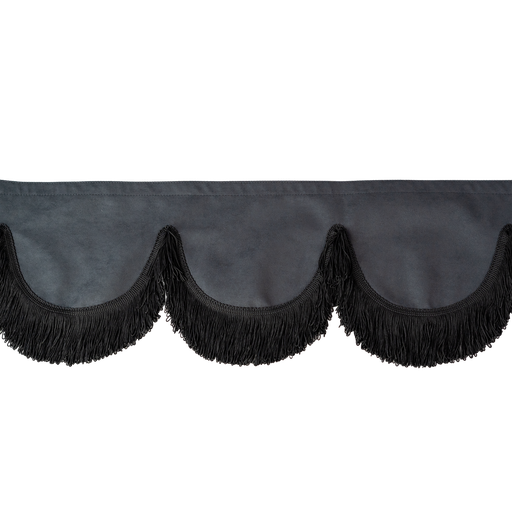 [44050311] Nedking Front Curtain | Black Alcantara / Suède Look | Black Fringes